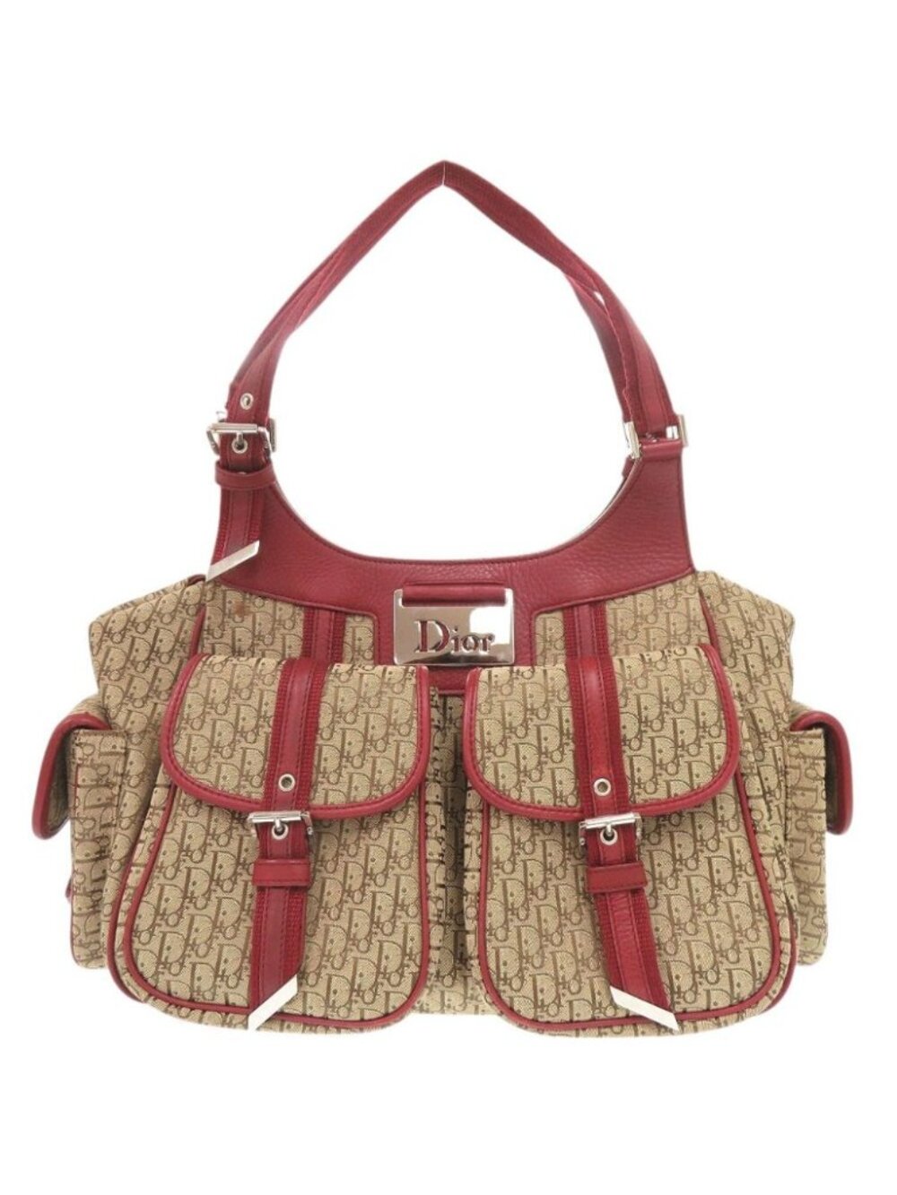 Dior Street Chic Trotter Leather Canvas Beige Shoulder Bag